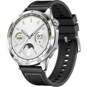 Huawei Watch Gt 4 46 mm Uyumlu Dokuma & Silikon Kordon Dikişli Örgü Kayış Metal Toka