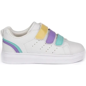 Arel Beyaz Cırtlı Renkli Hafif Kız Çocuk Sneakers Ayakkabı