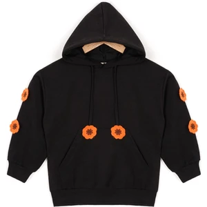 Kapüşonlu Uzun Kol Siyah Renk Kız Çocuk Sweatshirt