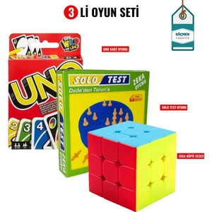 Göçmen Tuhafiye 3 LÜ SET Uno Kartları Oyun Kartları Kart Oyunu /Solo Test Zeka Oyunu Akıl Oyun/Zeka Küpü Sabır Küpü