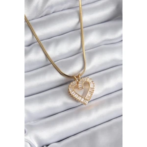 Paradoks Store İtalyan Zincir Zirkon Taşlı Kalp Model Gold Çelik Kolye