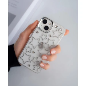 Paladyum Case iPhone 13 Uyumlu Gümüş Yıldızlı Şeffaf Kılıf