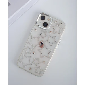 Paladyum Case iPhone 15 Uyumlu Gümüş Yıldızlı Şeffaf Kılıf