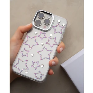 Paladyum Case iPhone 15 Promax Uyumlu Hologram Yıldızlı Şeffaf Kılıf