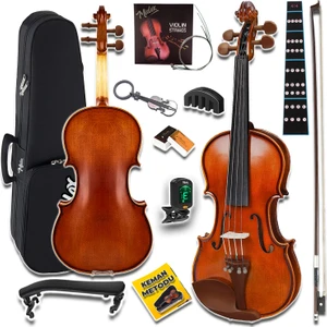 Midex GLA-124 Profesyonel Üst Kalite GÜL Ağacı Keman 4/4 Tam Boy (Yastık Tuner Yedek Tel Susturucu Çanta Yay Reçine)