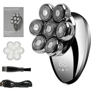 Gümüş Standart Tarzı Erkekler 7d Yüzen Erkekler Elektrikli Tıraş Makinesi Islak Kuru Sakal Saç Düzeltici Elektrikli Tıraş Makinesi Şarj Edilebilir Kel Kafa Tıraş Makinesi LCD Ekran (Yurt Dışından)