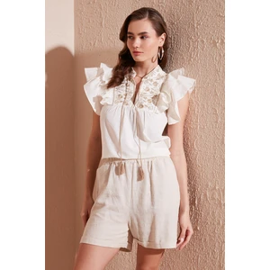 Pamuklu Regular Fit Nakış Işlemeli Bluz Bayan Bluz 611BZ0253