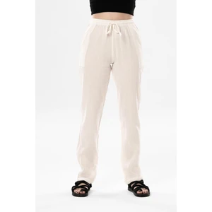 Eliş Şile Bezi Çift Cepli Unisex Yazlık Pantolon Krem