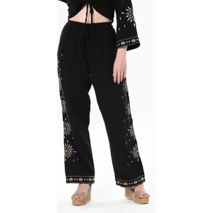 Eliş Şile Bezi Beli Lastikli Günışığı Yazlık Müslin Pantolon Siyah Syh