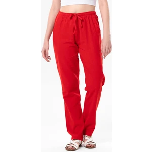 Eliş Şile Bezi Çift Cepli Unisex Yazlık Pantolon Kırmızı