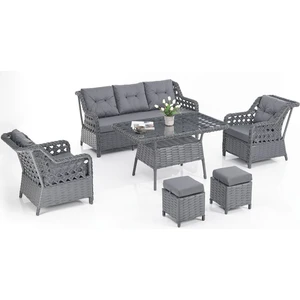 Eren Rattan Puflu Bahçe Balkon Takımı 3+1+1 Antrasit
