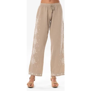 Eliş Şile Bezi Beli Lastikli Günışığı Yazlık Müslin Pantolon Vizon Vzn