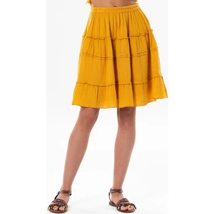 Eliş Şile Bezi Benan Beli Lastikli Kısa Yazlık Müslin Etek Hardal Hrd