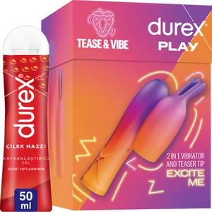 2'Si 1 Arada Vibratör Ve Uyarıcı Başlık + Durex Çilekli Jel 50ml