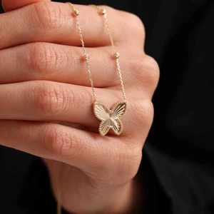 Sembol Gold Altın Kelebek Kolye Dorikalı