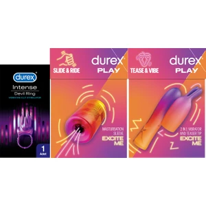 2'Si 1 Arada Vibratör Ve Uyarıcı Başlık + Durex Manuel Mastürbatör+Devil Ring Titreşimli Halka