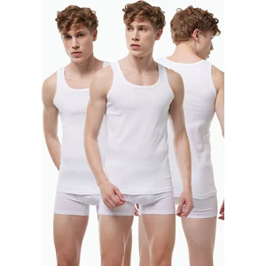 Erkek Beyaz 3 Lü Paket %100 Pamuk Ribana Atlet 034-E 3M034-E