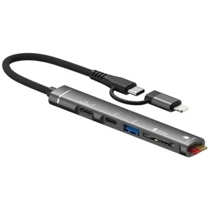 5 In 1 Lightning Type C Hub USB Ios Sd Tf Kart Çevirici Dönüştürücü Macbook Tablet Telefon Uyumlu