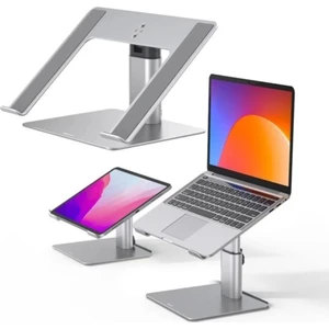 Masa Için Ayarlanabilir Dizüstü Bilgisayar Standı Asansörlü Laptop Standı 10- 17.3 İnç Yükseklik Ayarlı Sehpa Gri