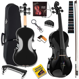 HGA44BK-TYS Full Siyah Set Keman 4/4 (Yastık Reçine Çanta Yedek Tel Susturucu Yay)