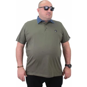 Büyük Beden Polo Kot Yaka Tişört 23420 Hakı