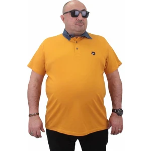Büyük Beden Polo Kot Yaka Tişört 23420 Hardal