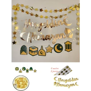 Hayaller Dükkanı  Ramazan Süsleri LED Işıklı Ramazan Süsü Hoşgeldin Ramazan Ev Süsleme Yıldızlı