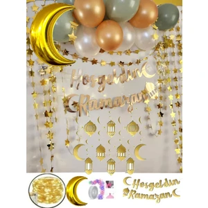 Hayaller Dükkanı  Ramazan Süsleri LED Işıklı Ramazan Süsü Hoşgeldin Ramazan Ev Süsleri Hilal Başonlu