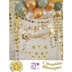 Hayaller Dükkanı  Ramazan Süsleri LED Işıklı Ramazan Süsü Hoşgeldin Ramazan Ev Süsleri 10 Lu Sarkıtlı