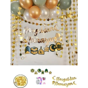 Hayaller Dükkanı  Ramazan Süsleri LED Işıklı Ramazan Süsü Hoşgeldin Ramazan Ev Süsleri Lüks Set