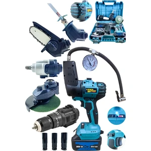 Lieber German 999VF 25AH 6lı Set Şarjlı Matkap Testere Tilki Kuyruğu Taşlama Somun Sökme Lastik Şişirme