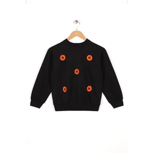 Bisiklet Yaka Uzun Kol Siyah Renk Kız Çocuk Sweatshirt