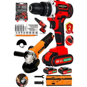 Alman 2li Mix Serii 88 Vf 12 Ah Akülü Vidalama Matkap & 115MM Avuç Içi Taşlama Makinesi