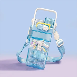 CCmoo Pretty Yeni Sanrio Çocuk Su Bardağı, Pipetli Bardak, Tritan Malzemeden Su Bardağı, Kare Bardak, Portatif Bardak, Karikatür Bardak, Mavi Yel Değirmeni, Tarçınlı Köpek #570ML (Yurt Dışından)