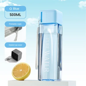 CCmoo Pretty Minimalist Kare Su Bardağı Kişilik El Bardak Yaratıcı Taşınabilir Bardak Sızdırmaz Isıya Dayanıklı Plastik Bardak Pc Mavi #500ML (Yurt Dışından)