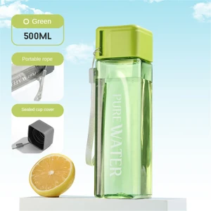 CCmoo Pretty Basit Kare Su Bardağı, Kişiselleştirilmiş Taşınabilir Bardak, Yaratıcı Taşınabilir Bardak, Sızdırmaz ve Isıya Dayanıklı Plastik Bardak Pc Yeşil #500ML (Yurt Dışından)
