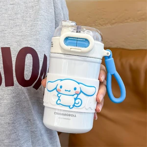 CCmoo Pretty Sanrio Gözlük Çift Içecek Kızlar Yüksek Görünümlü Termos Su Bardağı 2023 Yeni Paslanmaz Çelik Su Isıtıcısı Taşınabilir Bardak Tek Fincan Küçük #beyaz 430ML (Yurt Dışından)