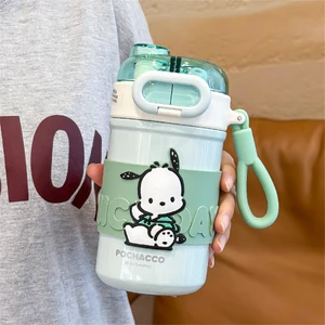 CCmoo Pretty Sanrio Gözlük Çift Içecek Kızlar Yüksek Görünümlü Termos Su Bardağı 2023 Yeni Paslanmaz Çelik Su Isıtıcısı Taşınabilir Bardak Tek Fincan Küçük # Yeşil 430ML (Yurt Dışından)