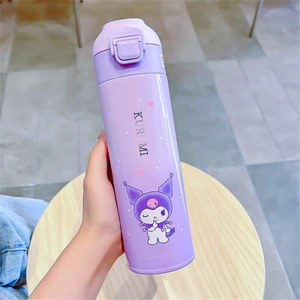 CCmoo Pretty Sanrio Gullo Kuromi Çocuk Termos Kupası Kız Paslanmaz Çelik 316 Düz Içme Kupası Öğrenci Okul Özel Su Isıtıcısı Kulomi Mor #500ML (Yurt Dışından)