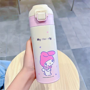 CCmoo Pretty Sanrio Kuromi Çocuk Termos Bardak Kızlar Paslanmaz Çelik 316 Doğrudan Içme Suyu Bardağı Öğrenci Okul Özel Su Isıtıcısı Melodi Tozu #400ML (Yurt Dışından)
