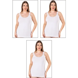 Özkan Underwear Özkan 26802 3'lü Paket Kadın Pamuklu Yakası Dantel Detaylı Kalın Askılı Esnek Rahat Büyük Beden Atlet