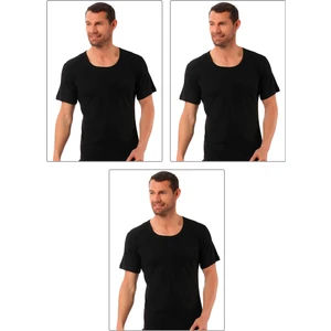 Özkan Underwear Özkan 0115 3'lü Paket Erkek Ribana Pamuklu Esnek Rahat Geniş Yaka Kısa Kollu Fanila Tişört