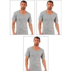 Özkan Underwear Özkan 0115 3'lü Paket Erkek Ribana Pamuklu Esnek Rahat Geniş Yaka Kısa Kollu Fanila Tişört