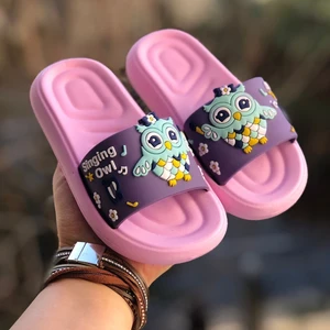 Mychild Kaydırmaz Taban Kız Çocuk Terlik, Baykuş Desenli Bahçe Deniz Havuz Terliği