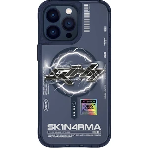 iPhone 15 Pro Max Uyumlu Kılıf Magsafe Şarj Özellikli Yazı Desenli Skinarma Bolt Kapak Mavi