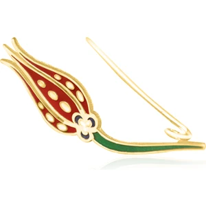 Dkmn Silver Lale Şeklinde Mineli Gümüş Broş