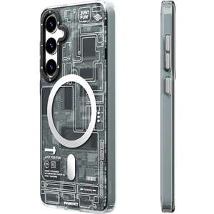 Galaxy S24 Plus Uyumlu Kılıf Magsafe Şarj Özellikli Youngkit Technology Serisi Kapak Siyah