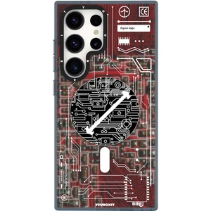 Galaxy S24 Ultra Uyumlu Kılıf Magsafe Şarj Özellikli Youngkit Technology Serisi Kapak Kırmızı