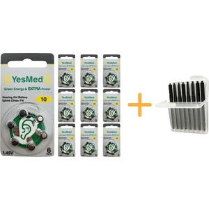 Yesmed Extra Power 10 Numara Işitme Cihazı Pili (10 Paket x 6 Adet = 60 Adet Pil +  Işitme Cihazı  Filtresi Şeffaf Paket