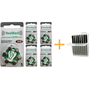 Yesmed Extra Power 312 Numara Işitme Cihazı Pili (5 Paket x 6 Adet = 30 Adet Pil +  Işitme Cihazı  Filtresi Şeffaf Paket